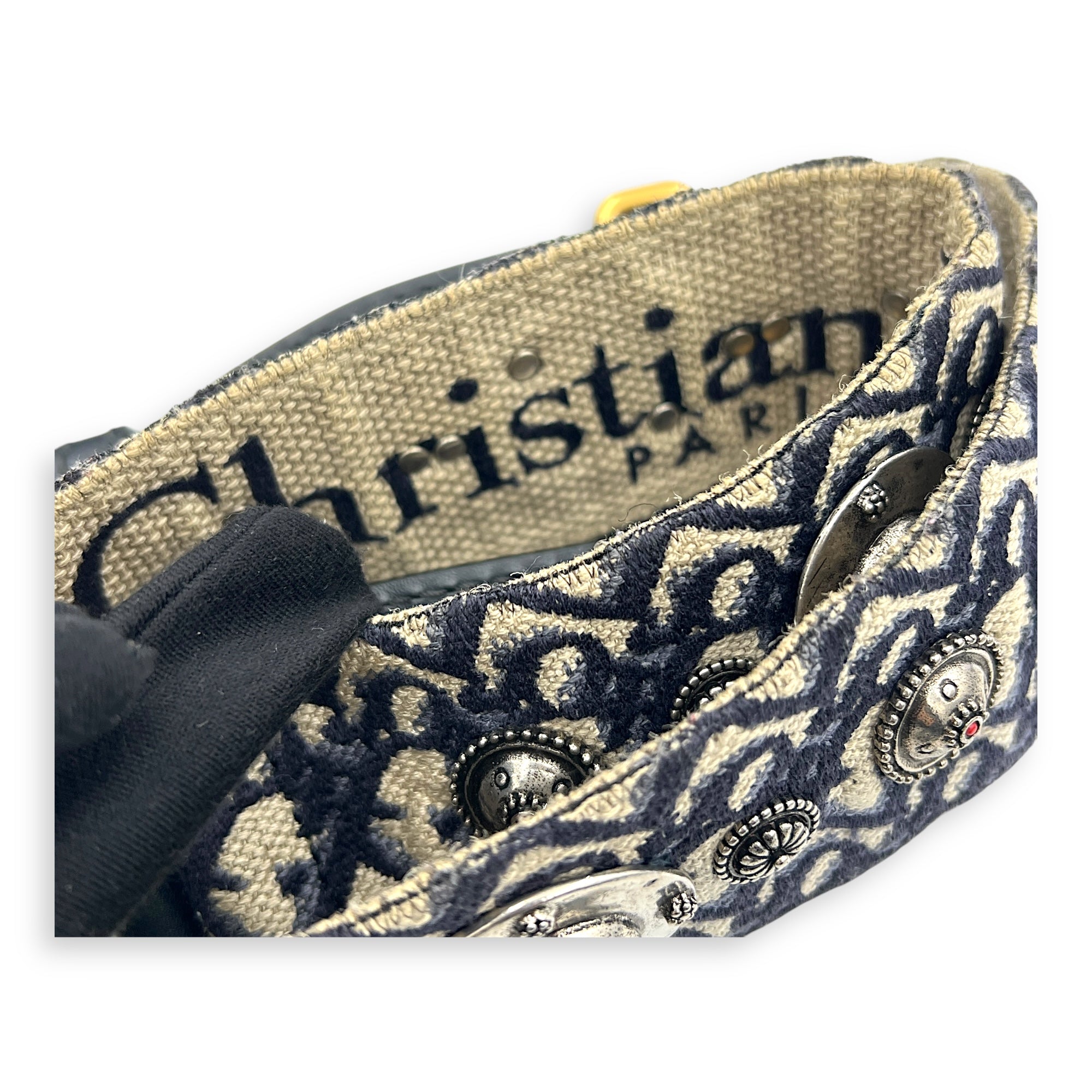 Saddle Mini Blue Shoulder Bag in Canvas, Gold hardware