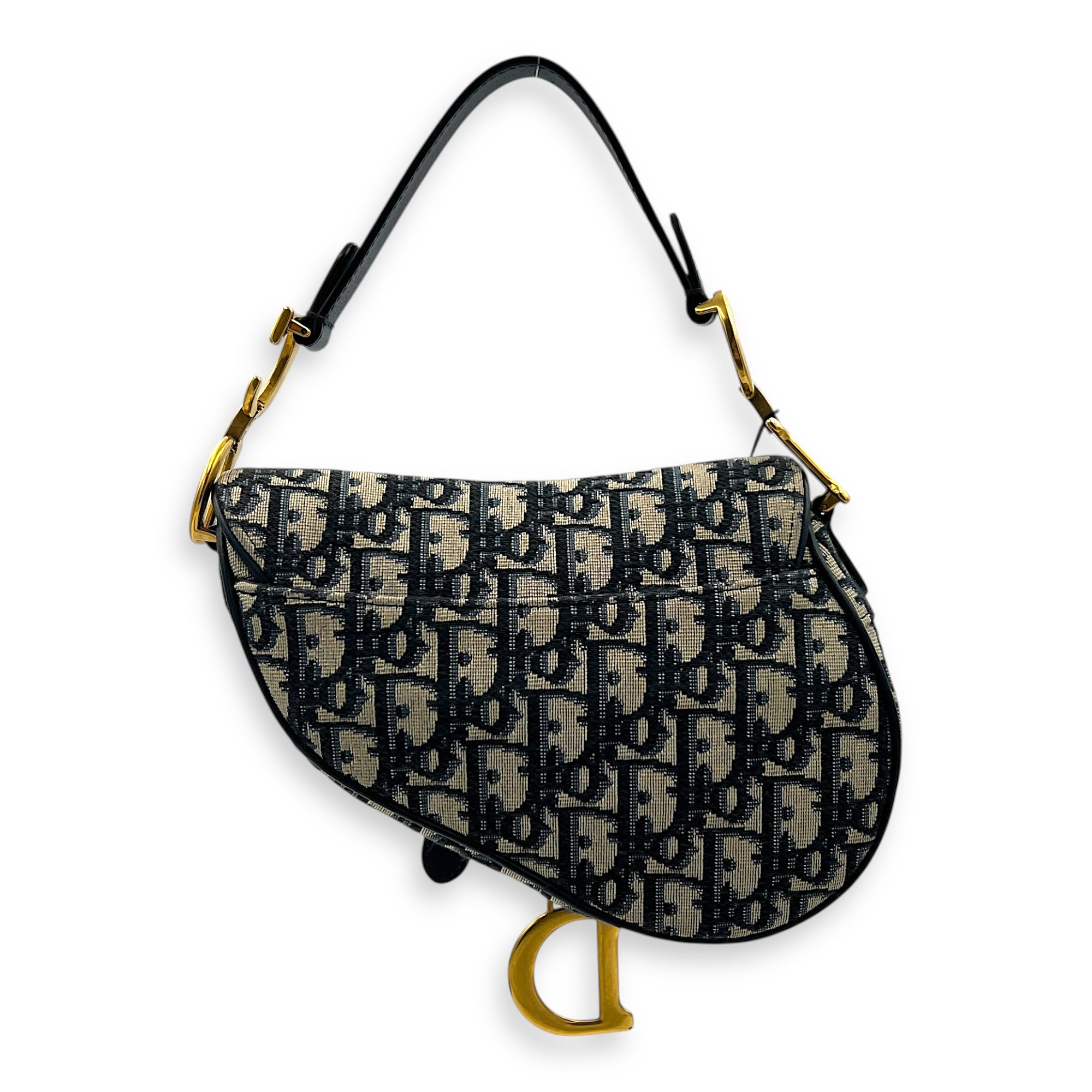 Saddle Mini Blue Shoulder Bag in Canvas, Gold hardware