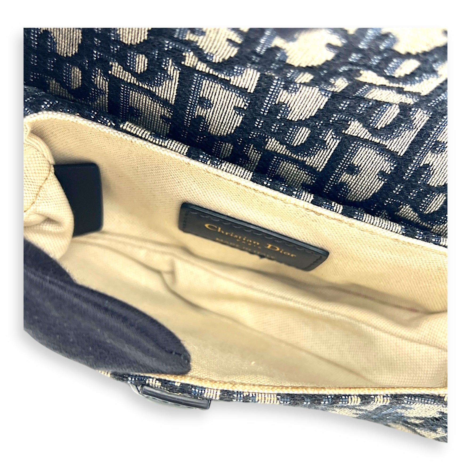 Saddle Mini Blue Shoulder Bag in Canvas, Gold hardware