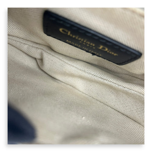 Saddle Mini Blue Shoulder Bag in Canvas, Gold hardware