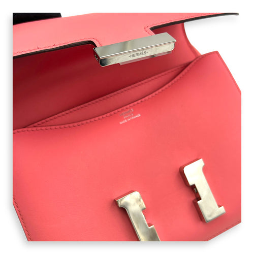 Constance 18 Rose D'Ete Shoulder Bag in Swift, Palladium hardware