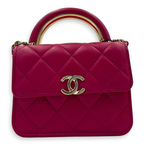 Paris Le19M Flap Pink Top Handle Bag in Lambskin, Gold hardware