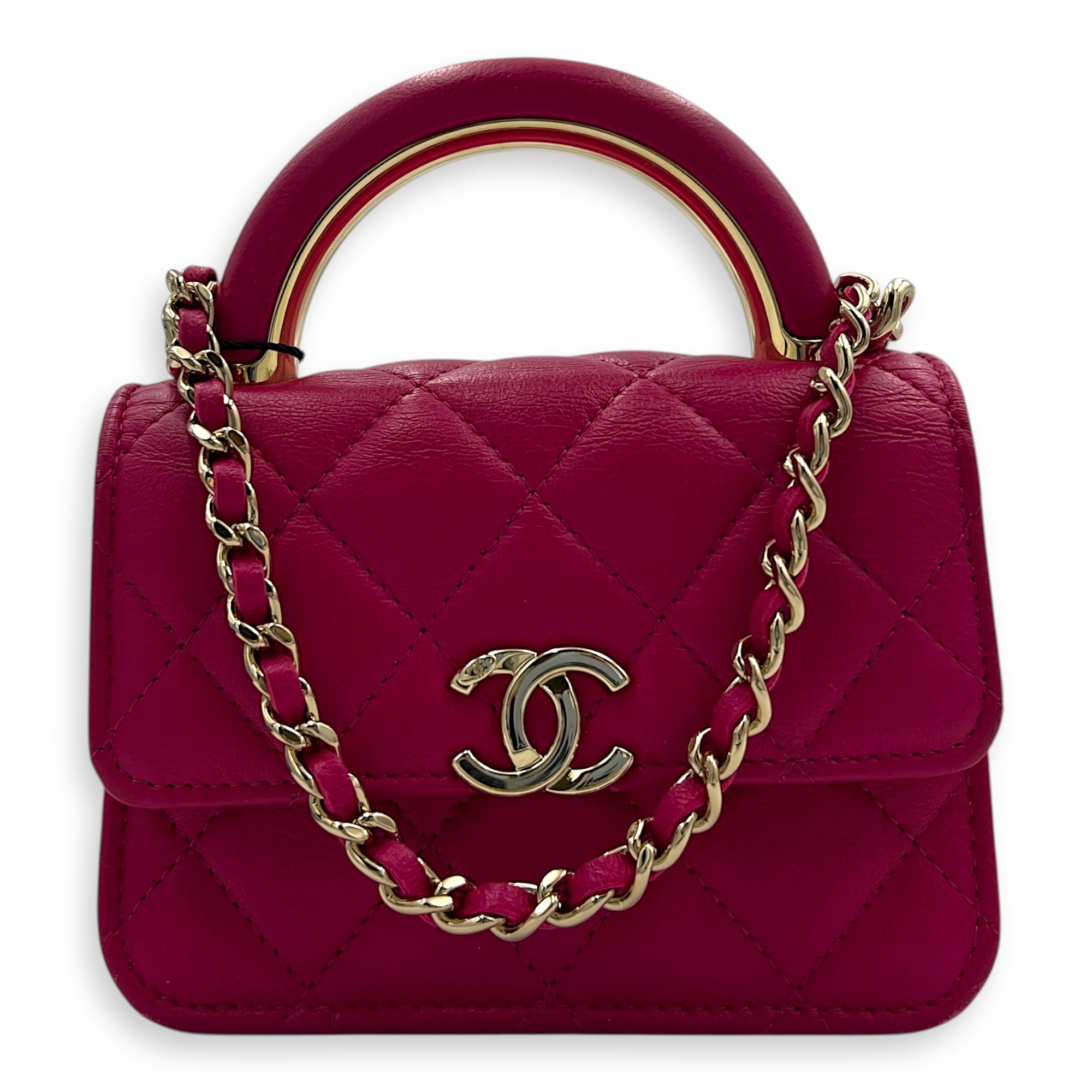 Paris Le19M Flap Pink Top Handle Bag in Lambskin, Gold hardware