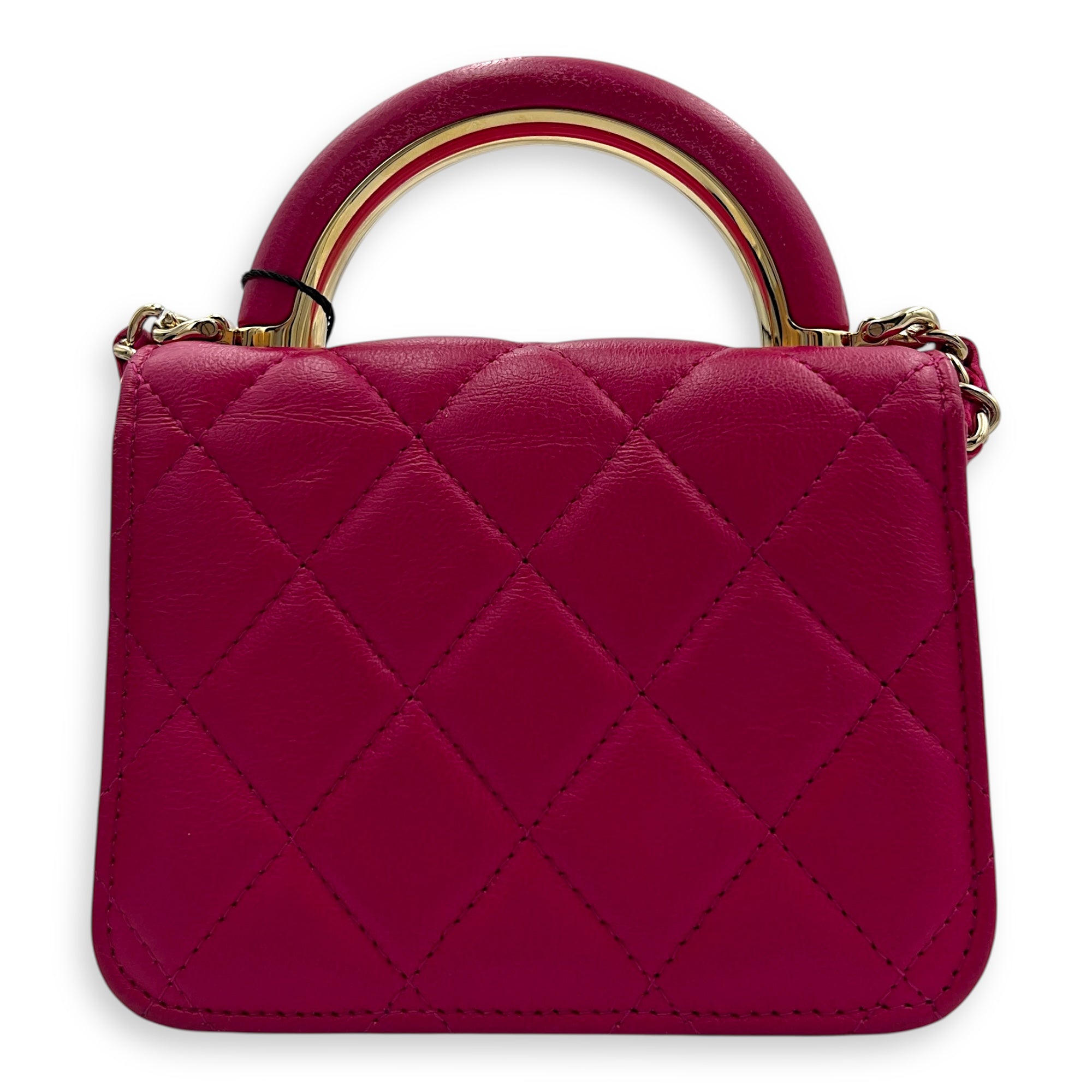 Paris Le19M Flap Pink Top Handle Bag in Lambskin, Gold hardware