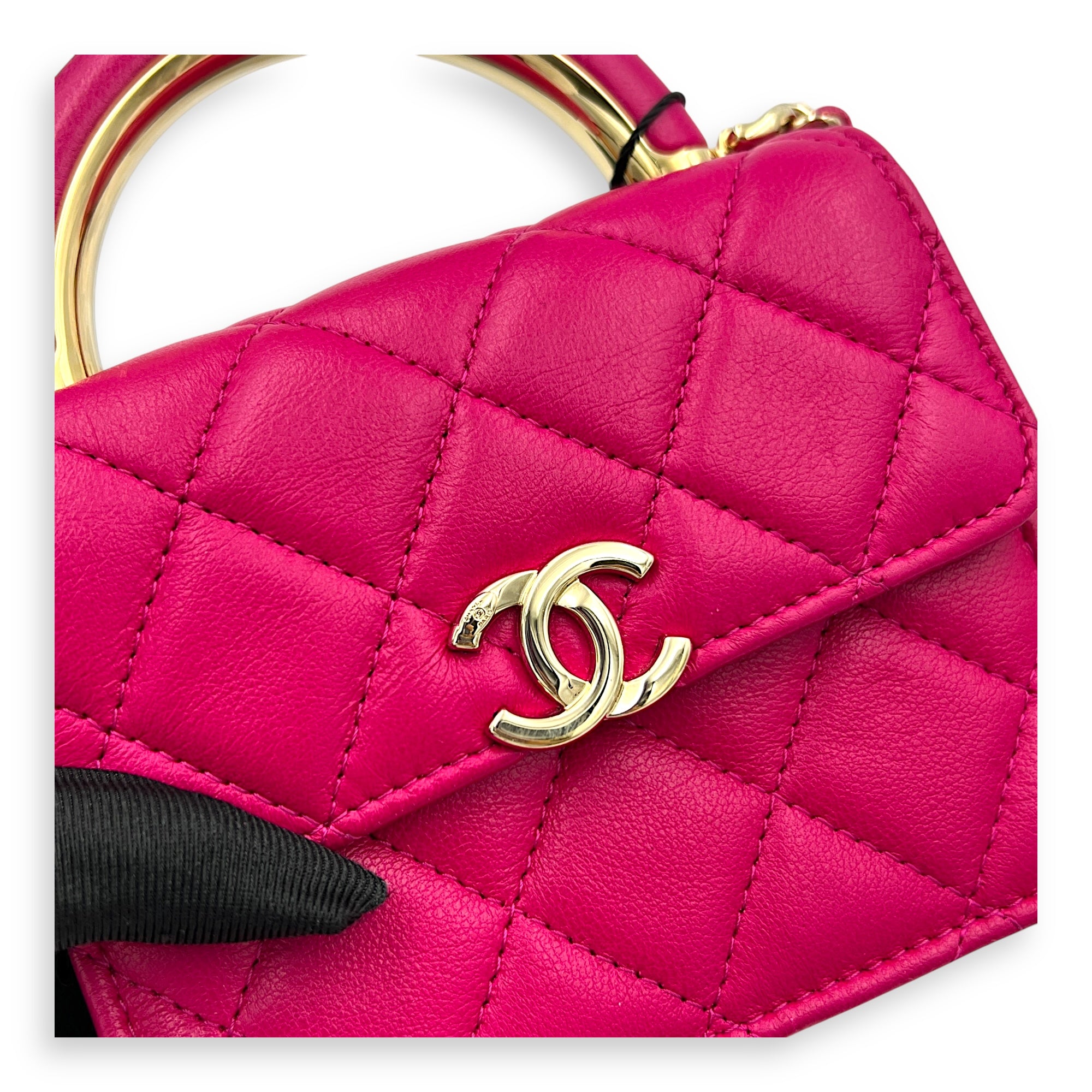 Paris Le19M Flap Pink Top Handle Bag in Lambskin, Gold hardware