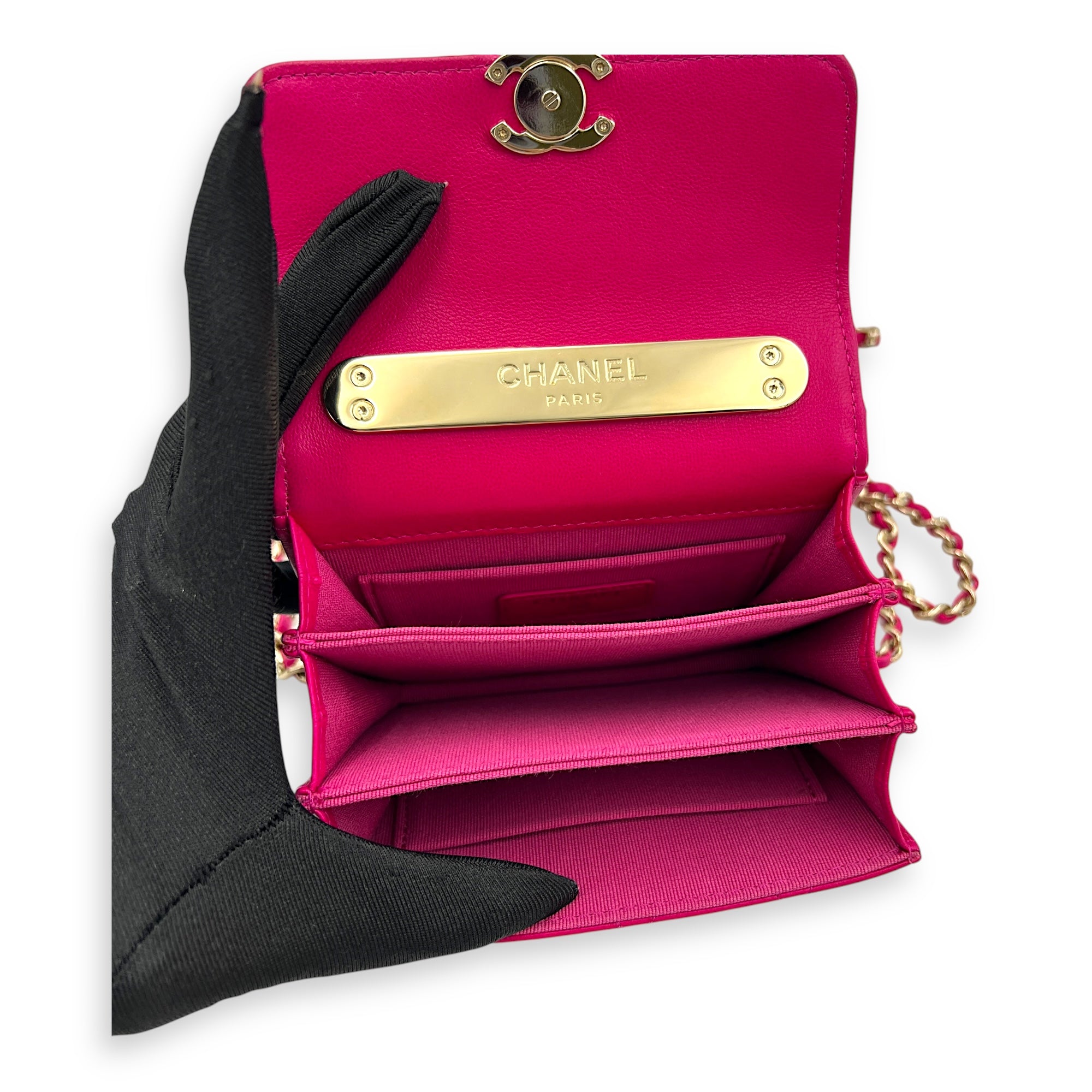 Paris Le19M Flap Pink Top Handle Bag in Lambskin, Gold hardware