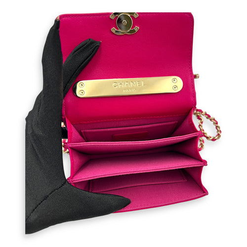 Paris Le19M Flap Pink Top Handle Bag in Lambskin, Gold hardware