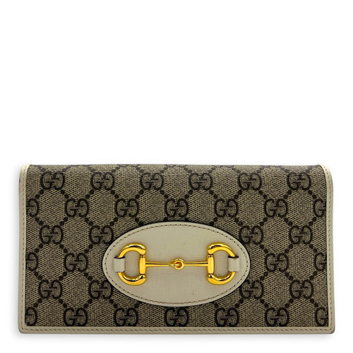 Horsebit 1955 Wallet On Chain Grey in Coated Canvas, Gold hardware