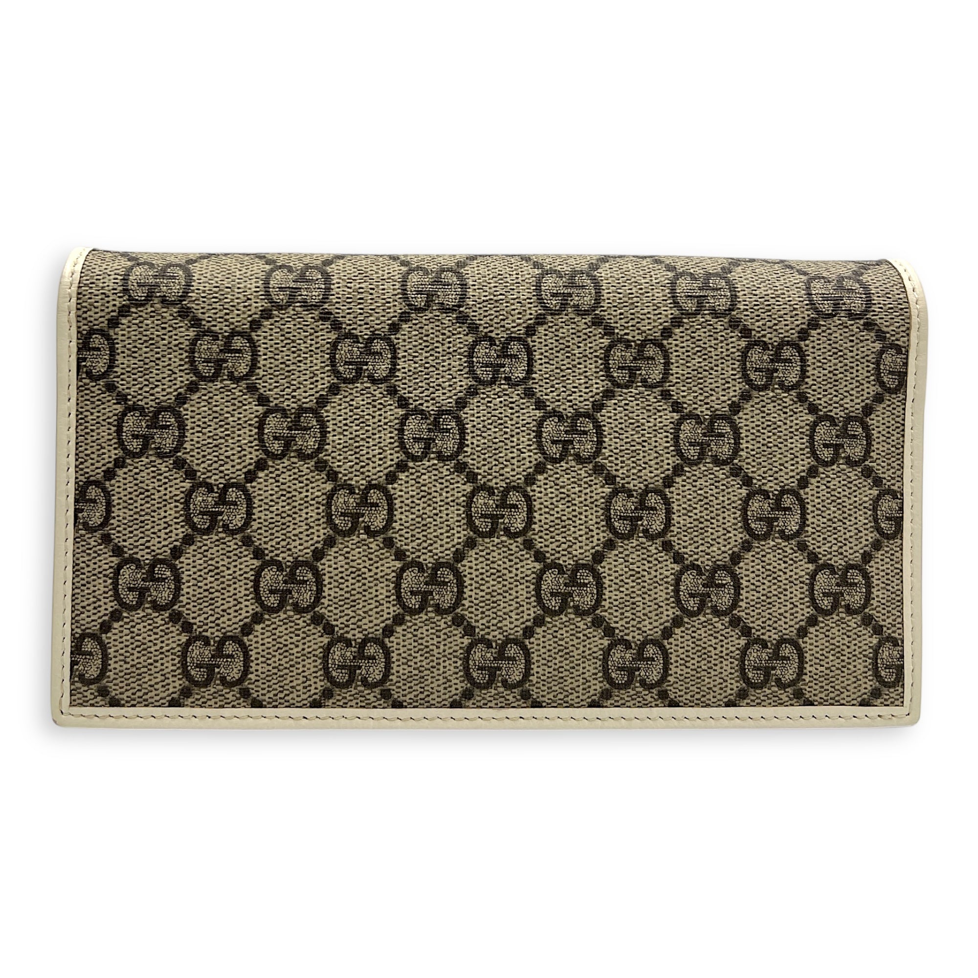 Horsebit 1955 Wallet On Chain Grey in Coated Canvas, Gold hardware
