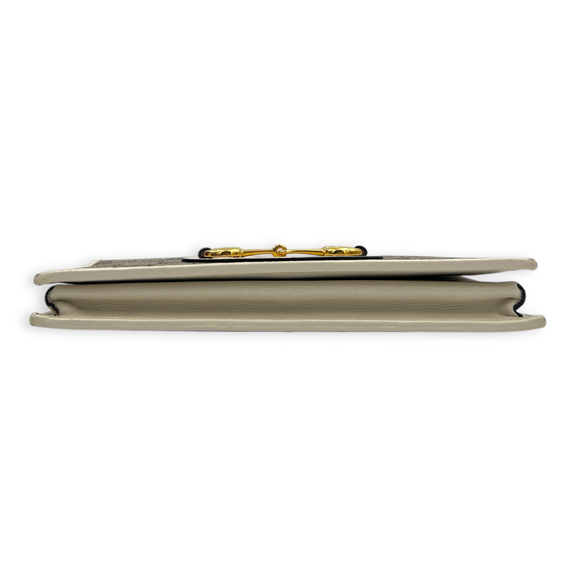 Horsebit 1955 Wallet On Chain Grey in Coated Canvas, Gold hardware