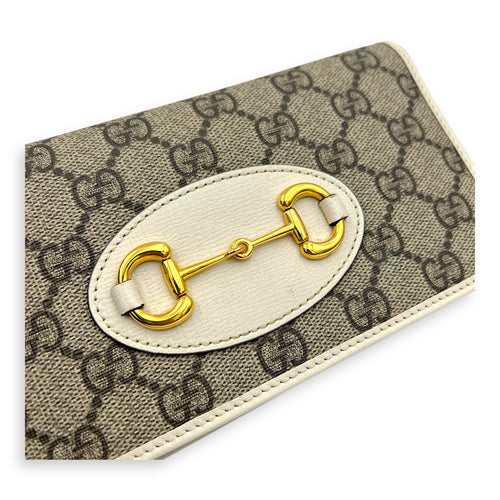 Horsebit 1955 Wallet On Chain Grey in Coated Canvas, Gold hardware