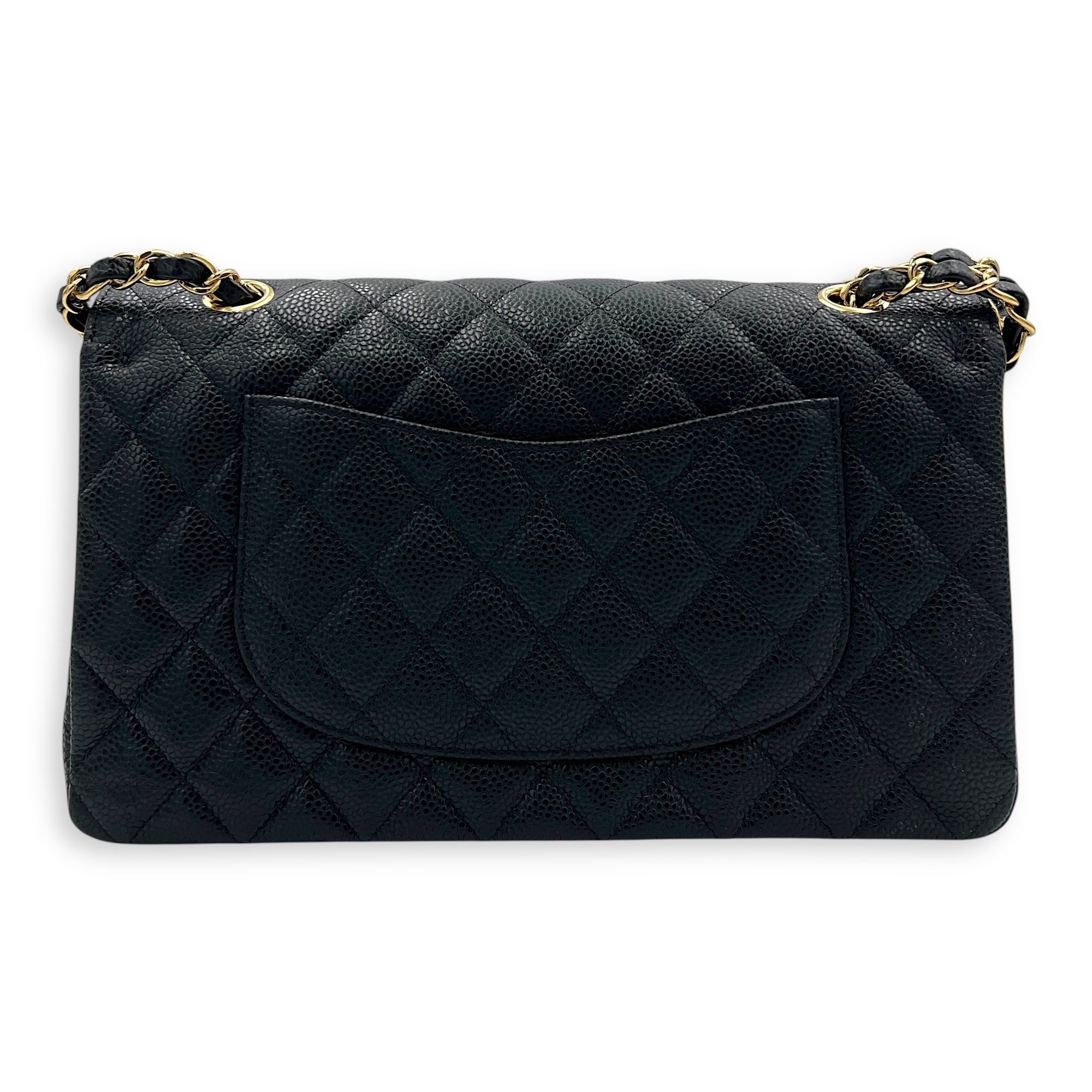 Classic Shoulder Bag Medium Black in Caviar Leather, Gold hardware