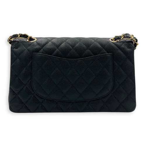 Classic Shoulder Bag Medium Black in Caviar Leather, Gold hardware