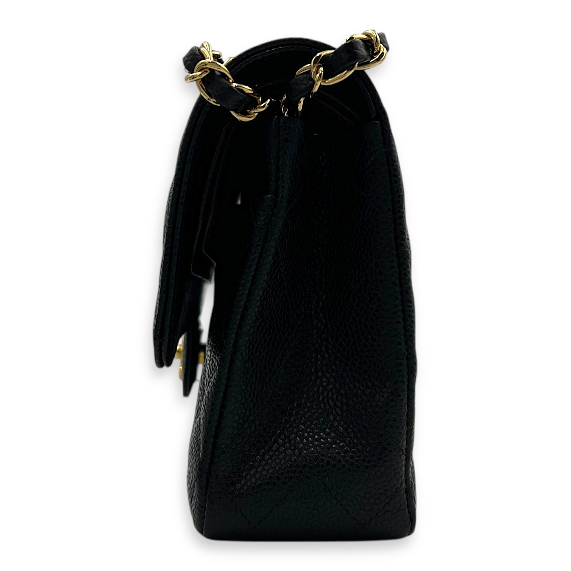 Classic Shoulder Bag Medium Black in Caviar Leather, Gold hardware