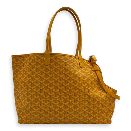 Sac Chien Shoulder Bag Yellow in Coated Canvas, Silver hardware