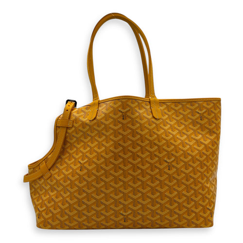 Sac Chien Shoulder Bag Yellow in Coated Canvas, Silver hardware
