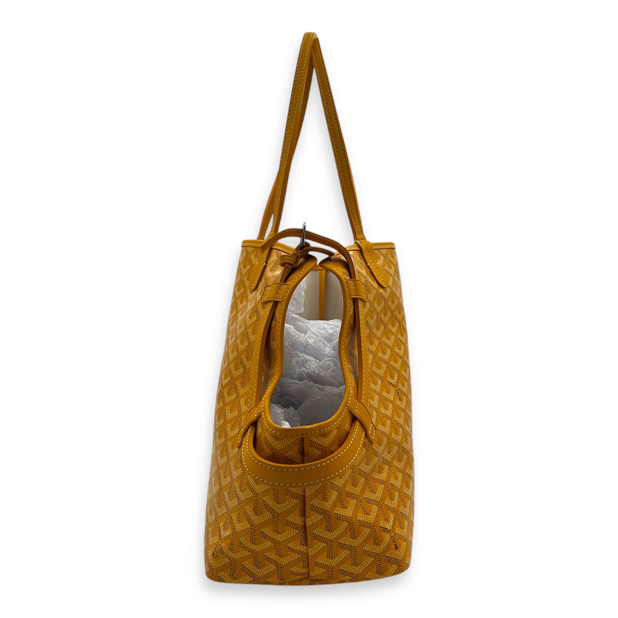Sac Chien Shoulder Bag Yellow in Coated Canvas, Silver hardware
