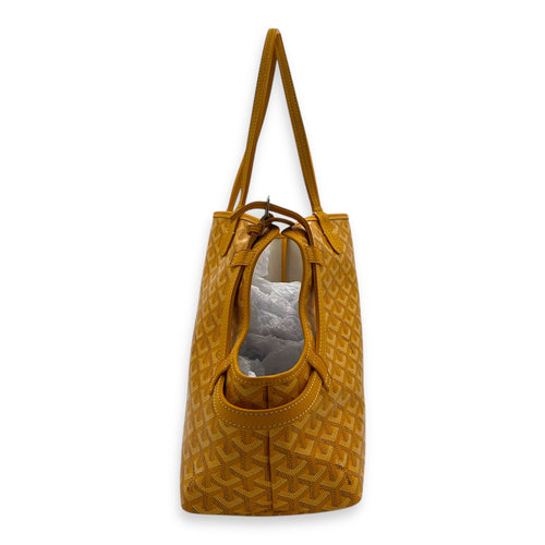 Sac Chien Shoulder Bag Yellow in Coated Canvas, Silver hardware