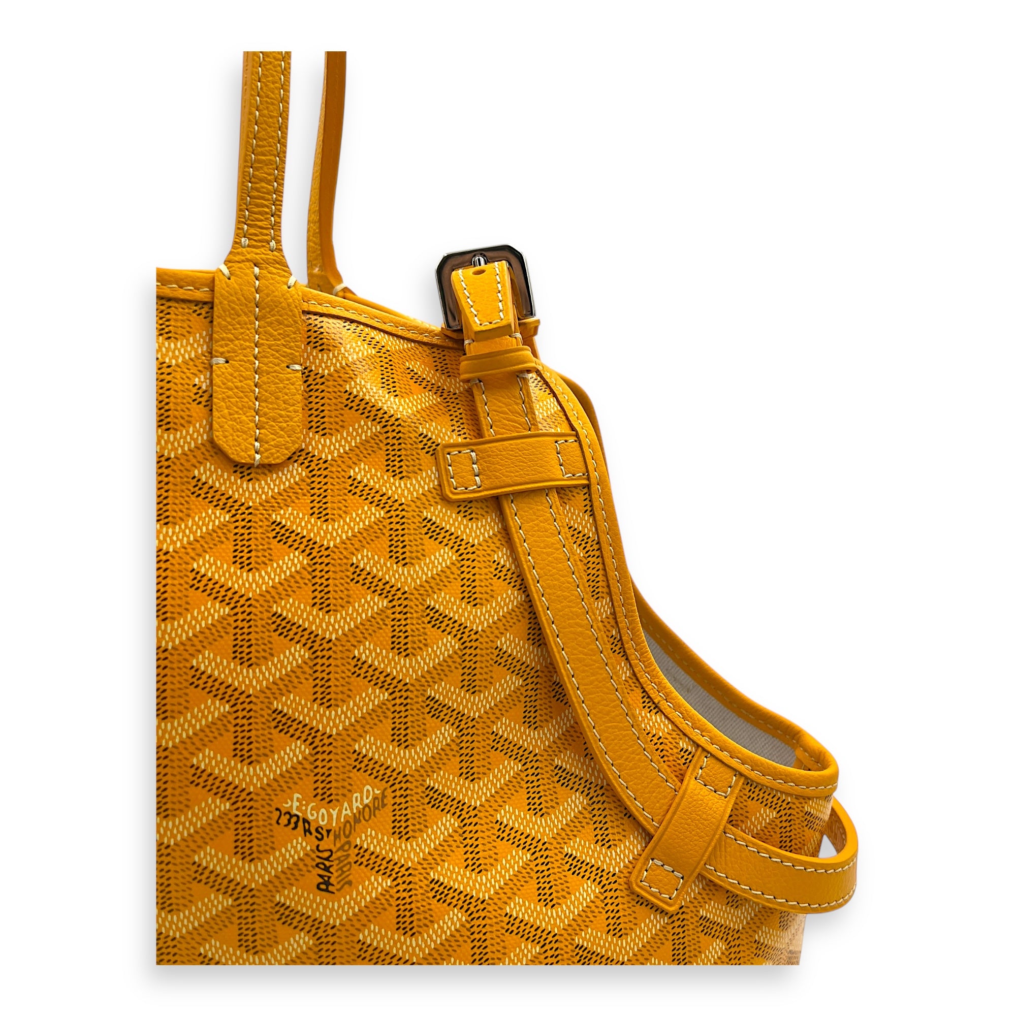Sac Chien Shoulder Bag Yellow in Coated Canvas, Silver hardware