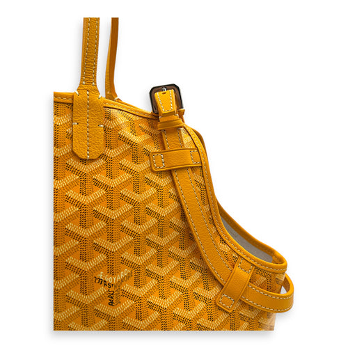 Sac Chien Shoulder Bag Yellow in Coated Canvas, Silver hardware