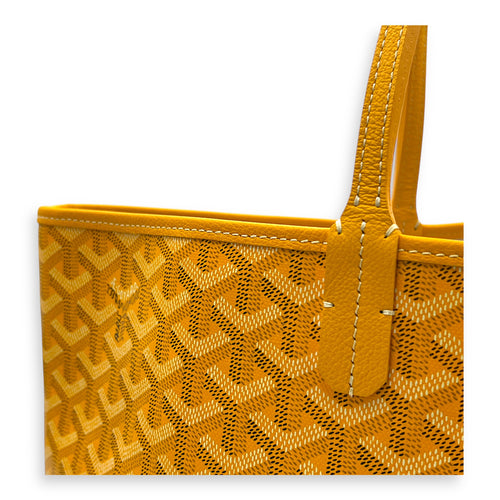Sac Chien Shoulder Bag Yellow in Coated Canvas, Silver hardware