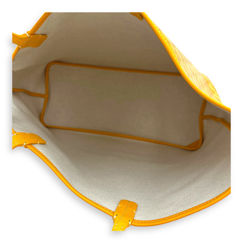 Sac Chien Shoulder Bag Yellow in Coated Canvas, Silver hardware