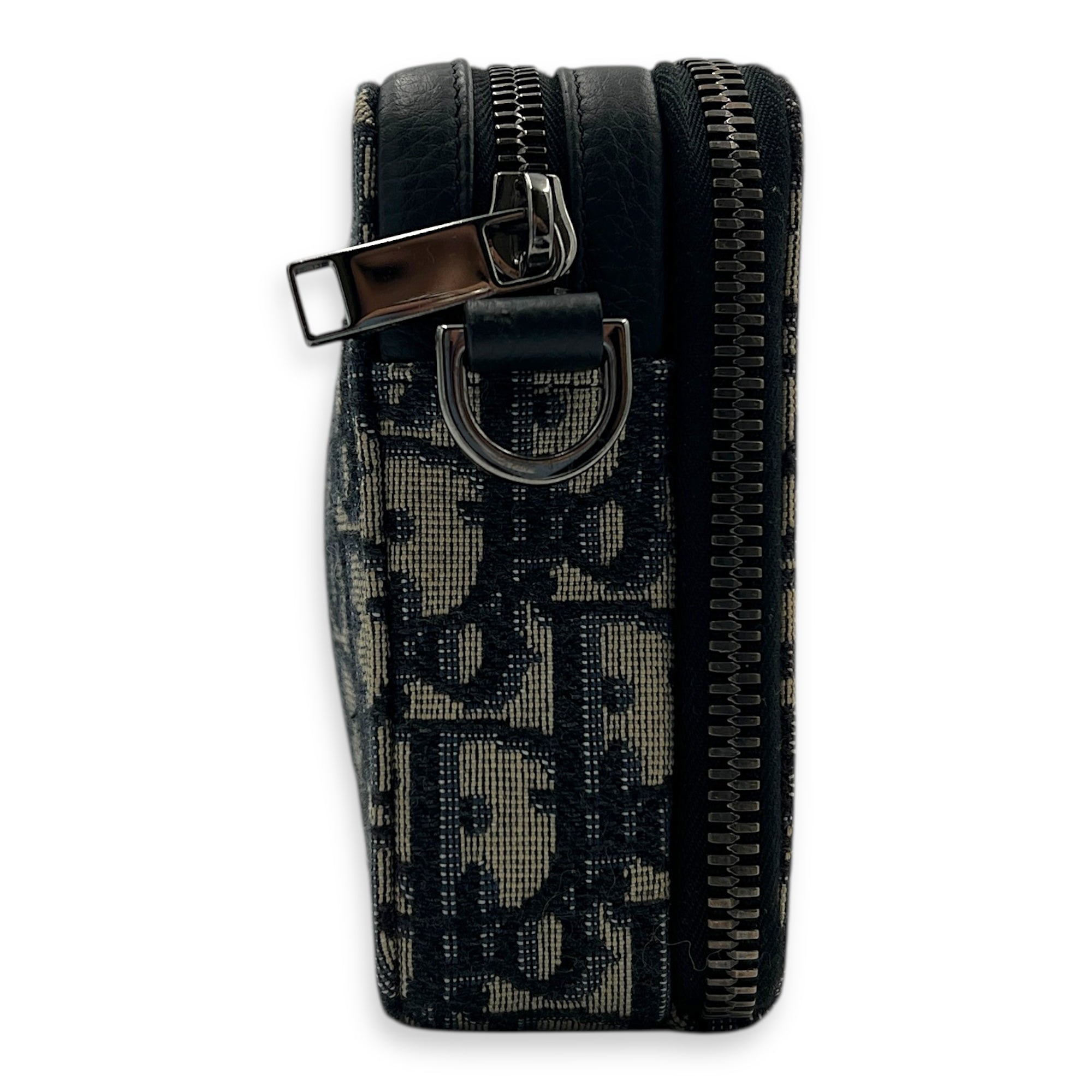 Oblique Blue Messenger in Canvas, Silver hardware