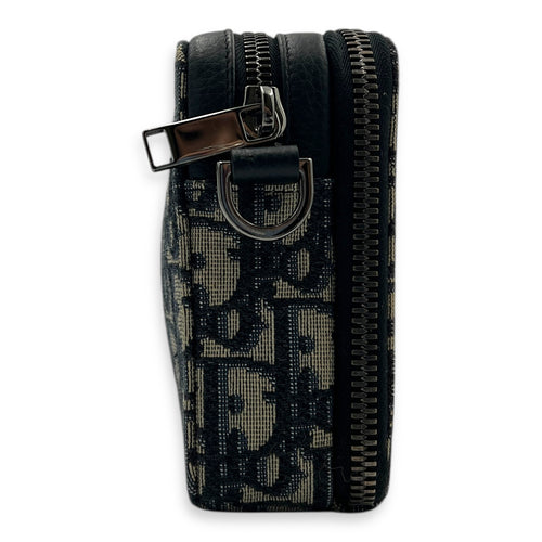 Oblique Blue Messenger in Canvas, Silver hardware