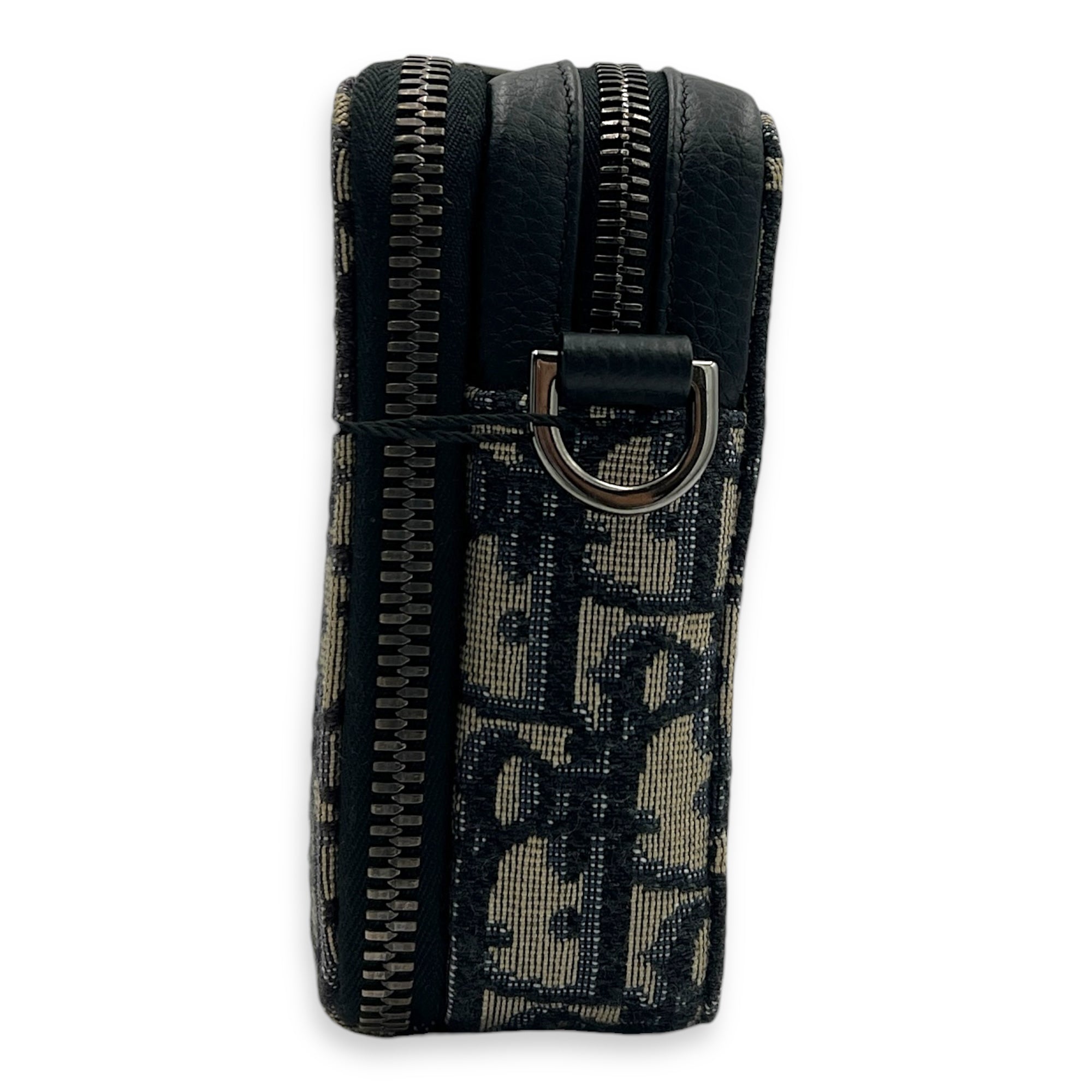 Oblique Blue Messenger in Canvas, Silver hardware