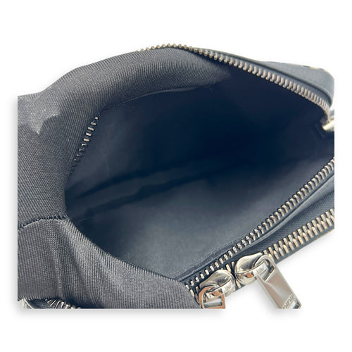 Oblique Blue Messenger in Canvas, Silver hardware