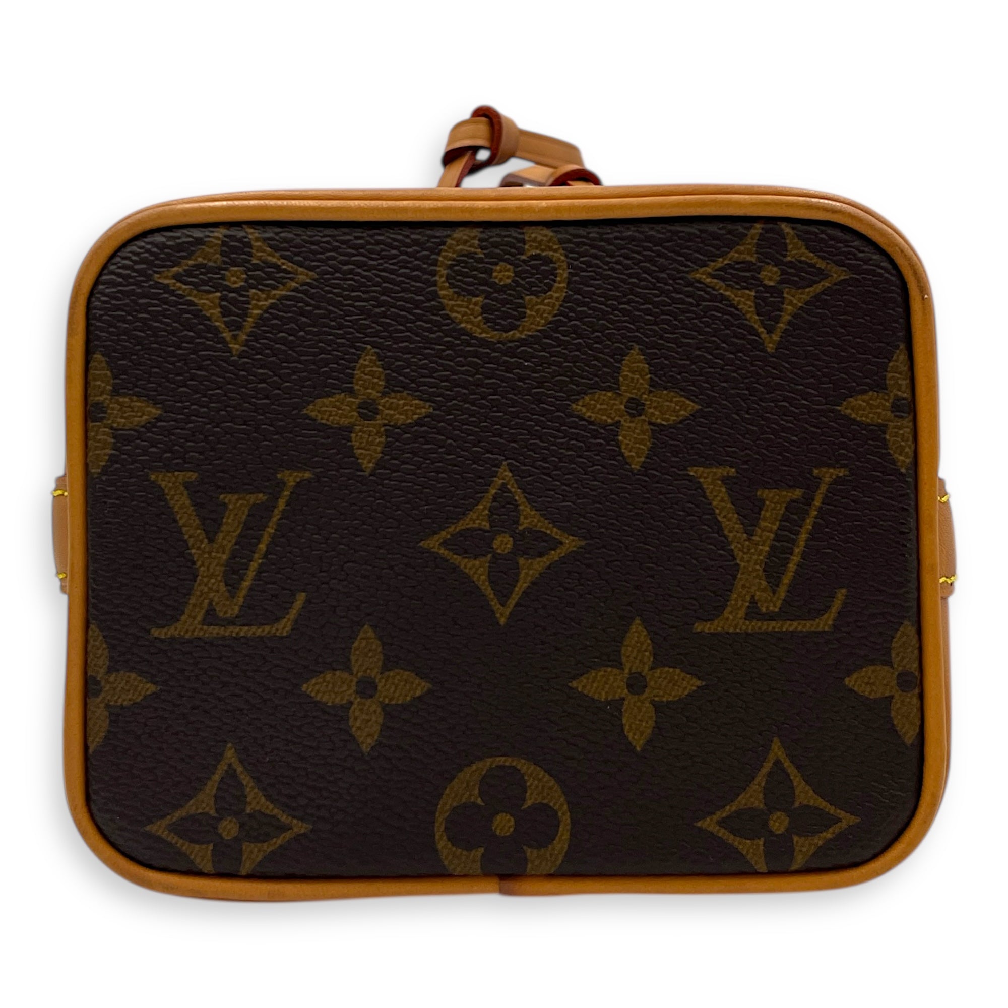 NeoNoe Bucket Bag Nano Brown in Coated Canvas, Gold hardware