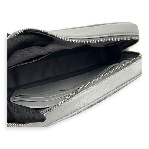 Others Clutch Grey in Calfskin, Silver hardware