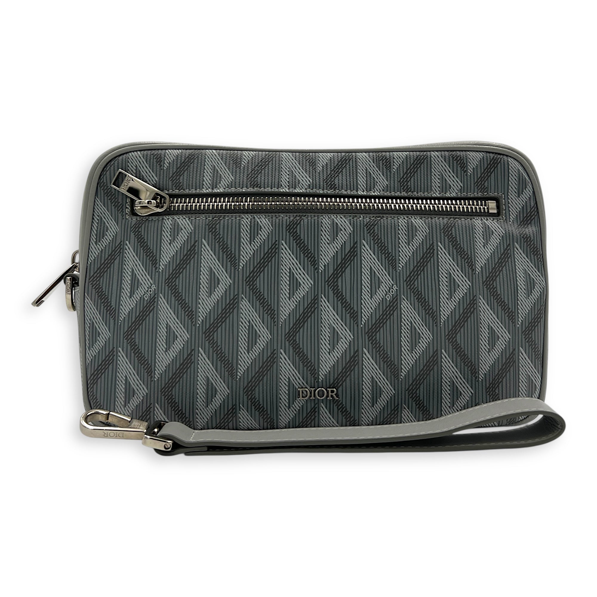 Others Clutch Grey in Calfskin, Silver hardware