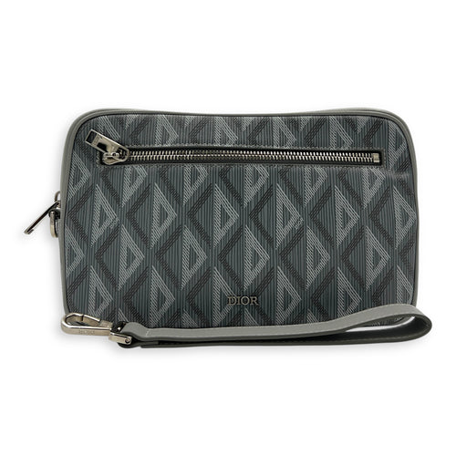 Others Clutch Grey in Calfskin, Silver hardware