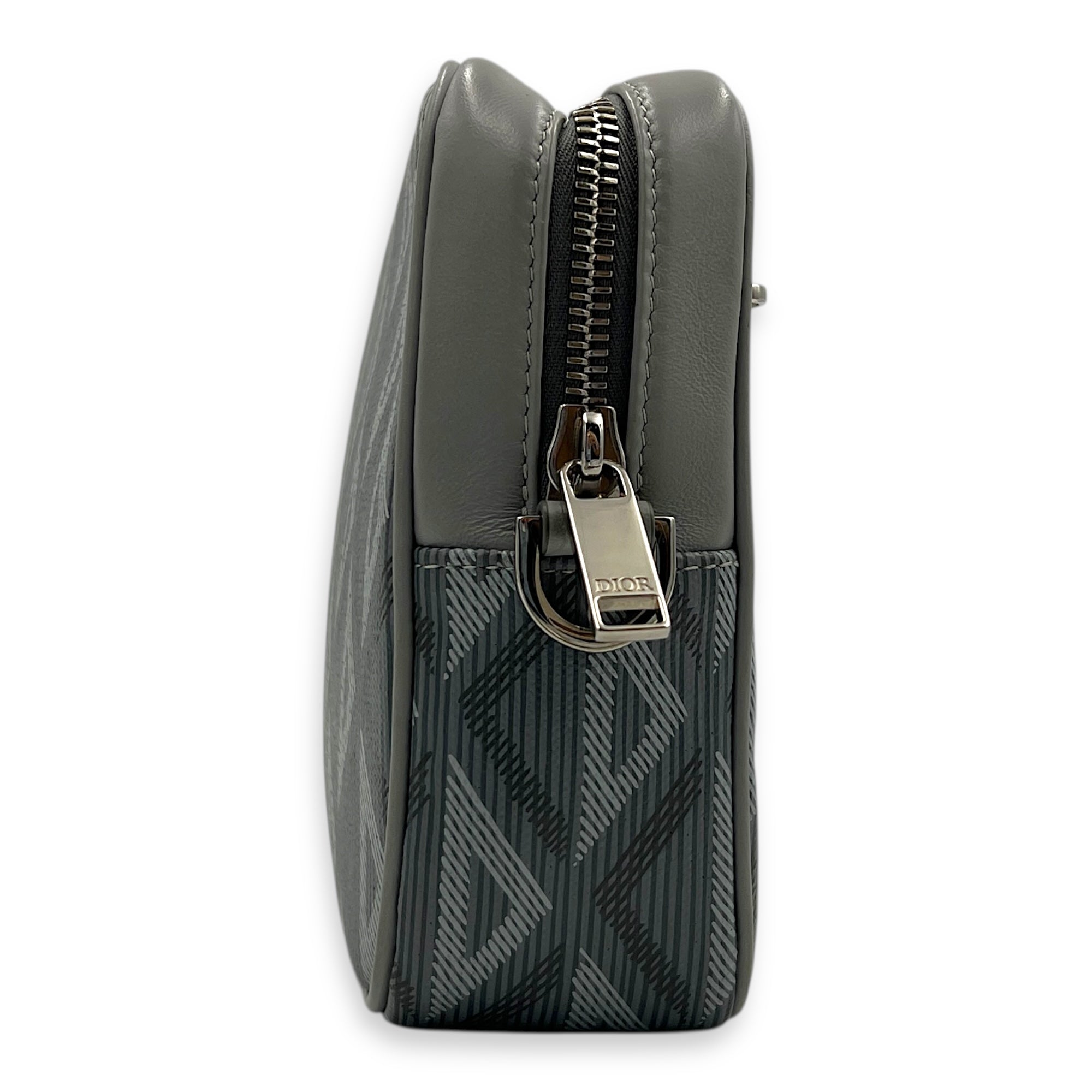 Others Clutch Grey in Calfskin, Silver hardware