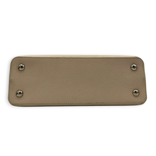 Capucines Top Handle Bag Beige in Taurillon Leather, Gold hardware