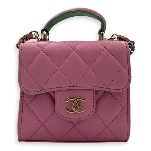 CC Top Handle Bag Pink in Lambskin, Gold hardware