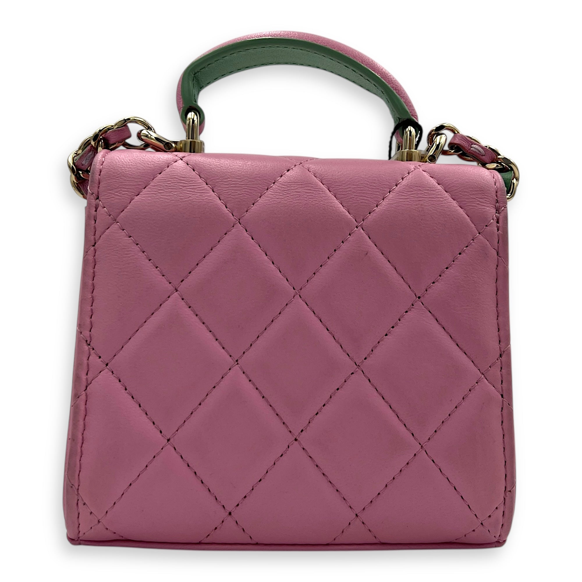 CC Top Handle Bag Pink in Lambskin, Gold hardware