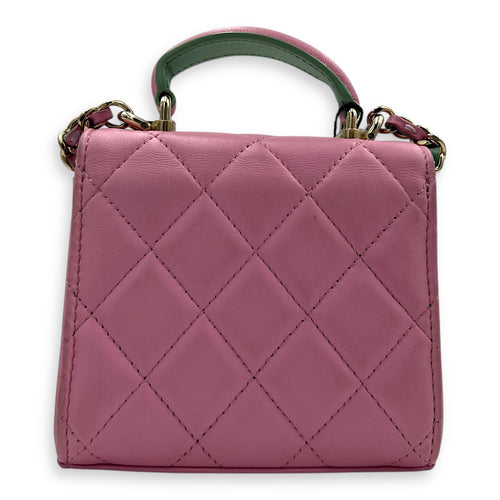 CC Top Handle Bag Pink in Lambskin, Gold hardware