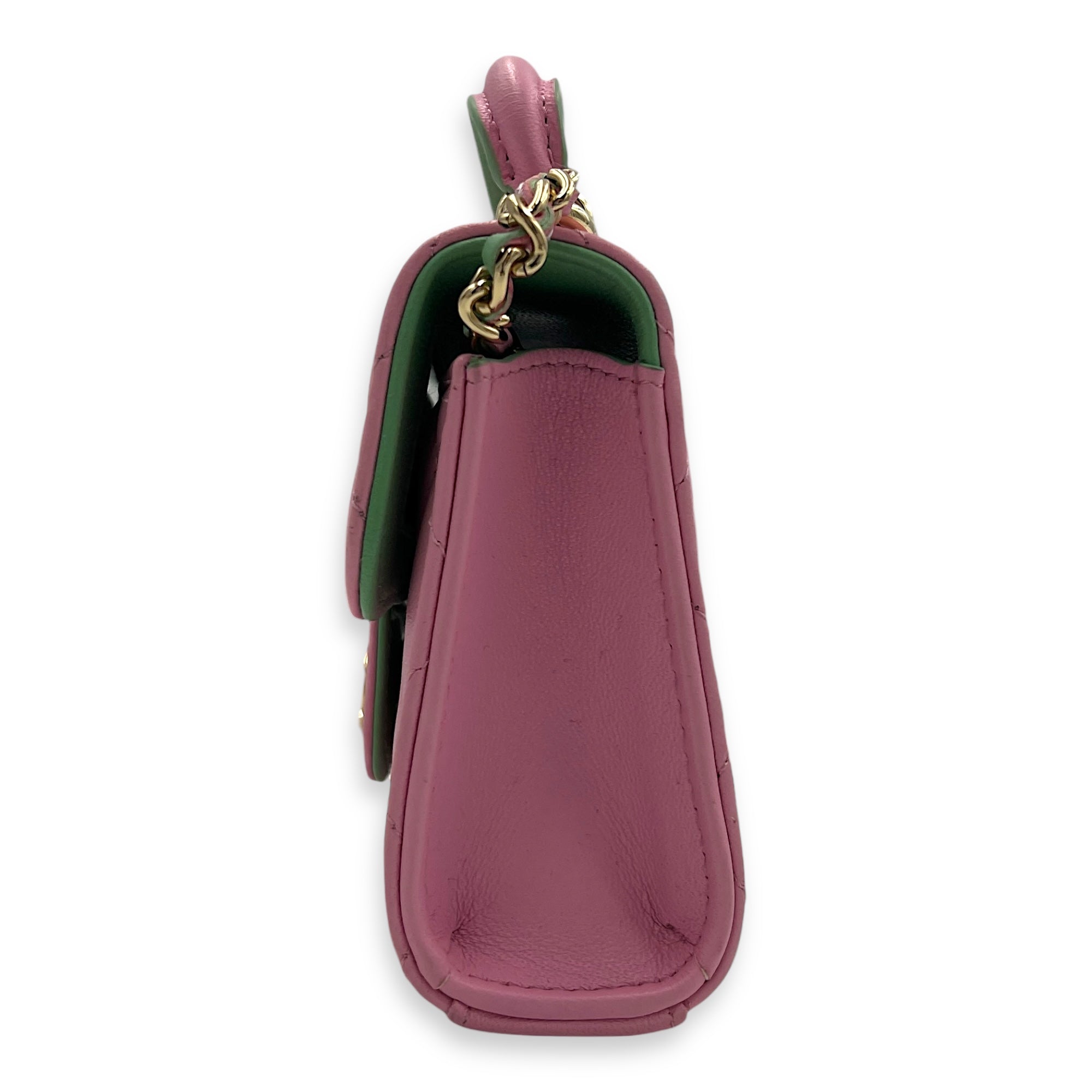 CC Top Handle Bag Pink in Lambskin, Gold hardware