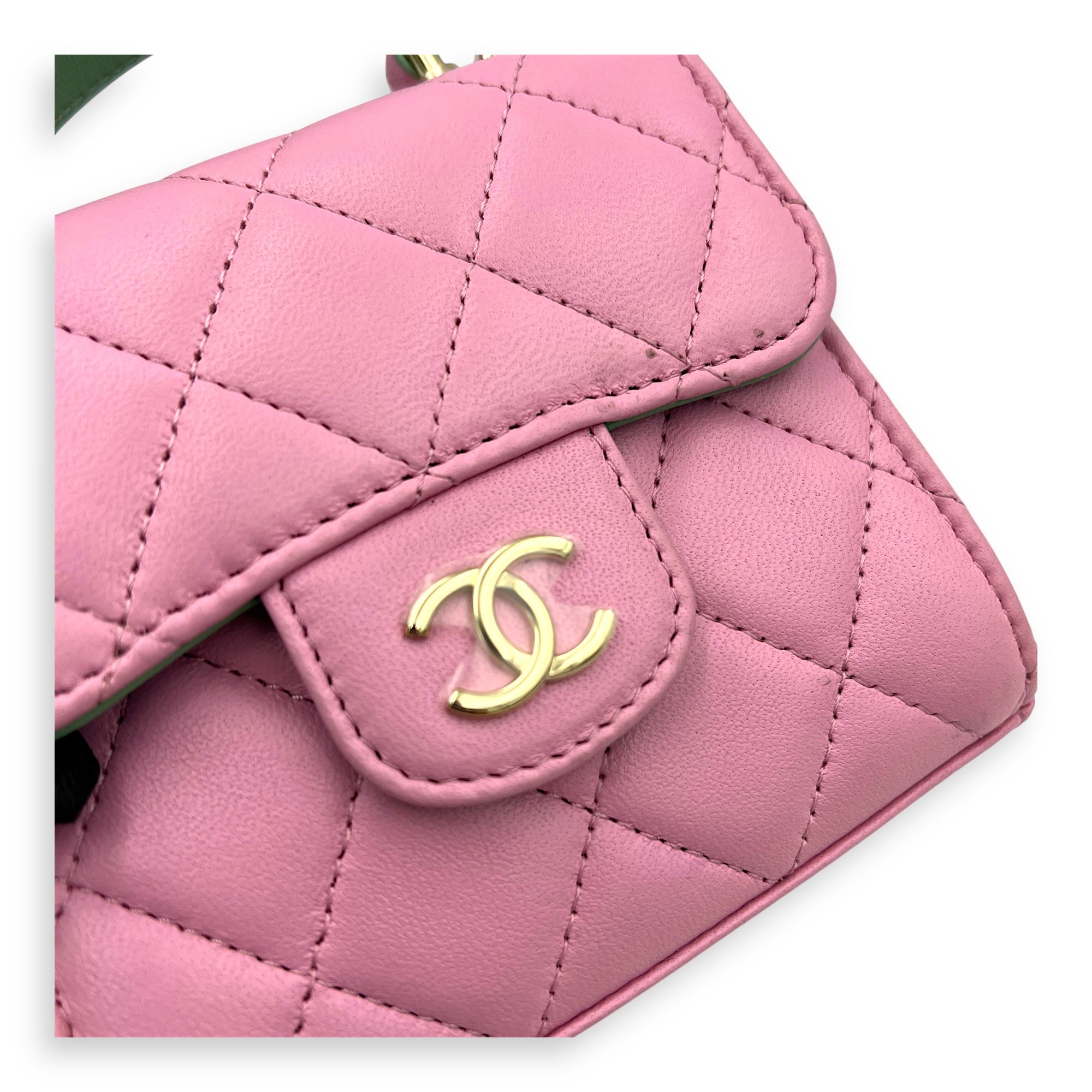 CC Top Handle Bag Pink in Lambskin, Gold hardware