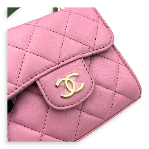 CC Top Handle Bag Pink in Lambskin, Gold hardware