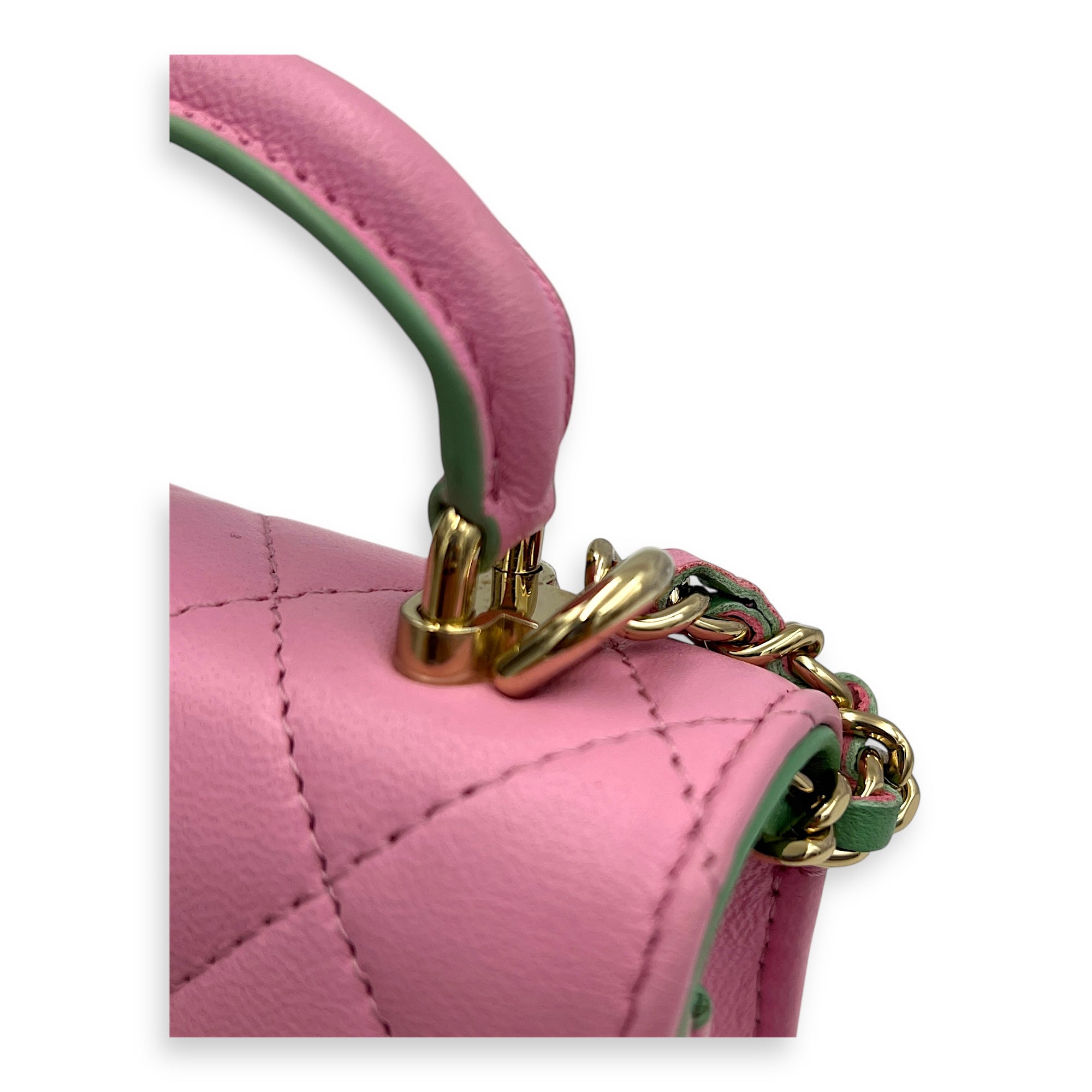 CC Top Handle Bag Pink in Lambskin, Gold hardware