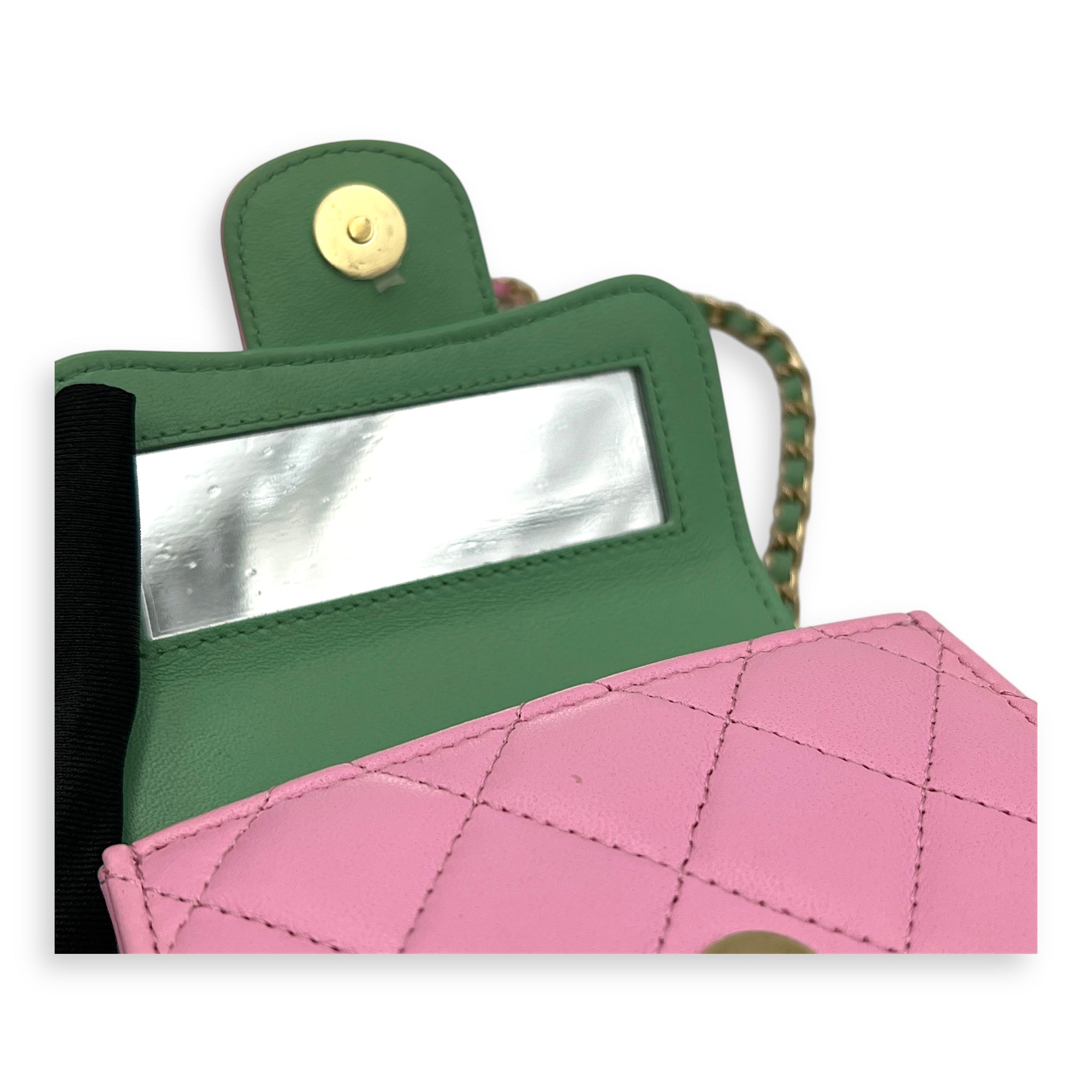 CC Top Handle Bag Pink in Lambskin, Gold hardware