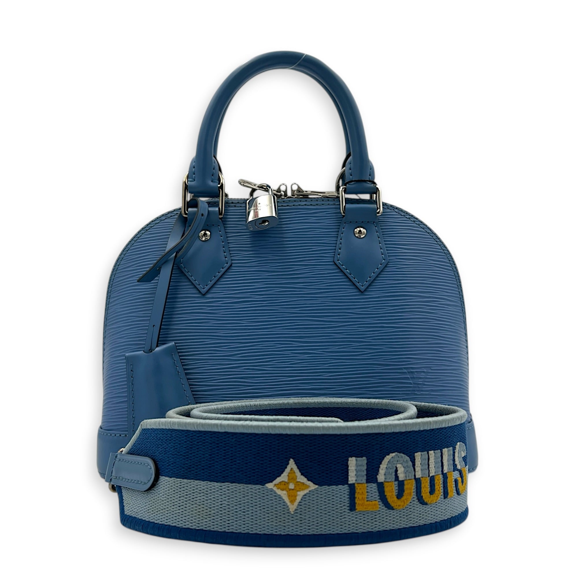 Alma Top Handle Bag BB Blue in Epi Leather, Silver hardware