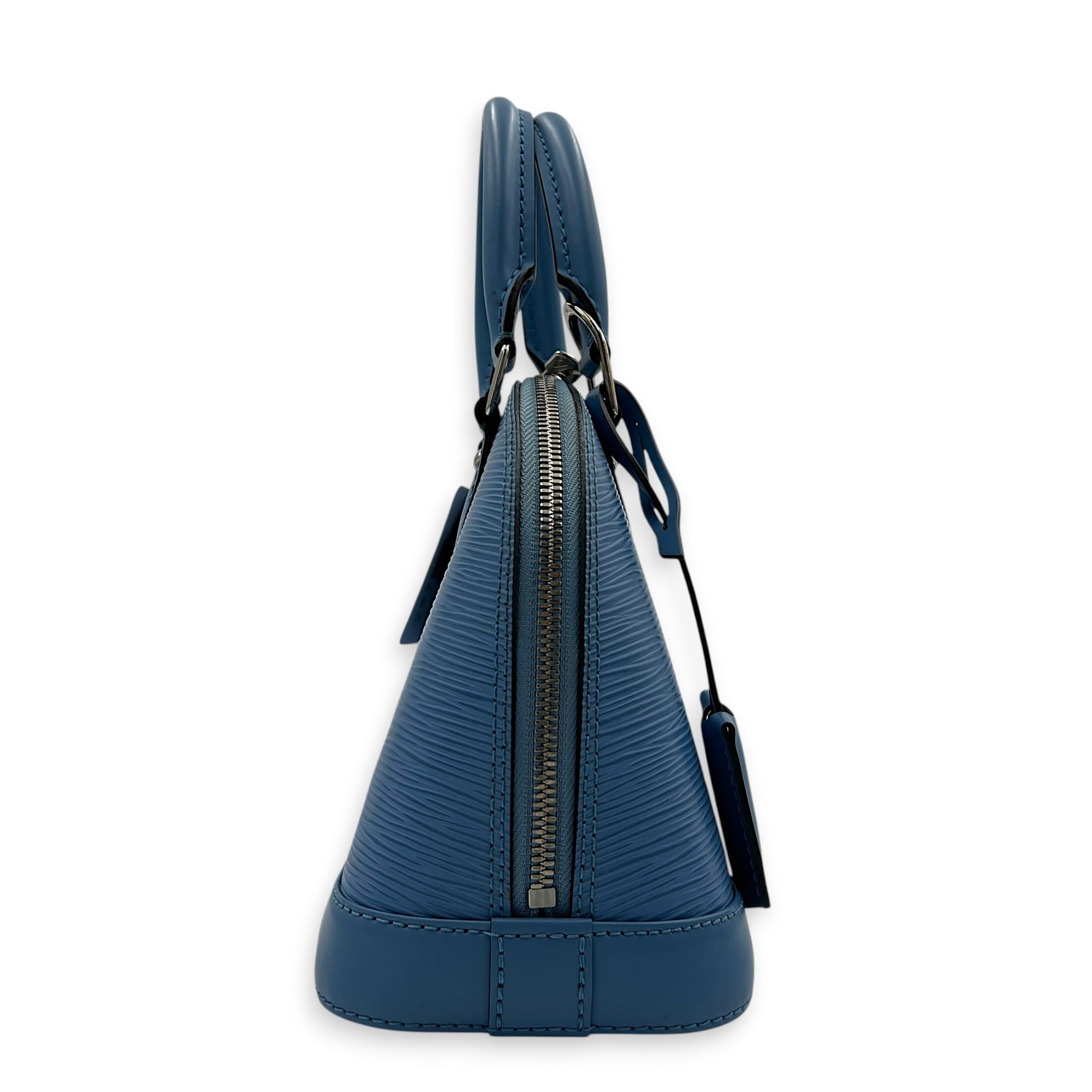 Alma Top Handle Bag BB Blue in Epi Leather, Silver hardware