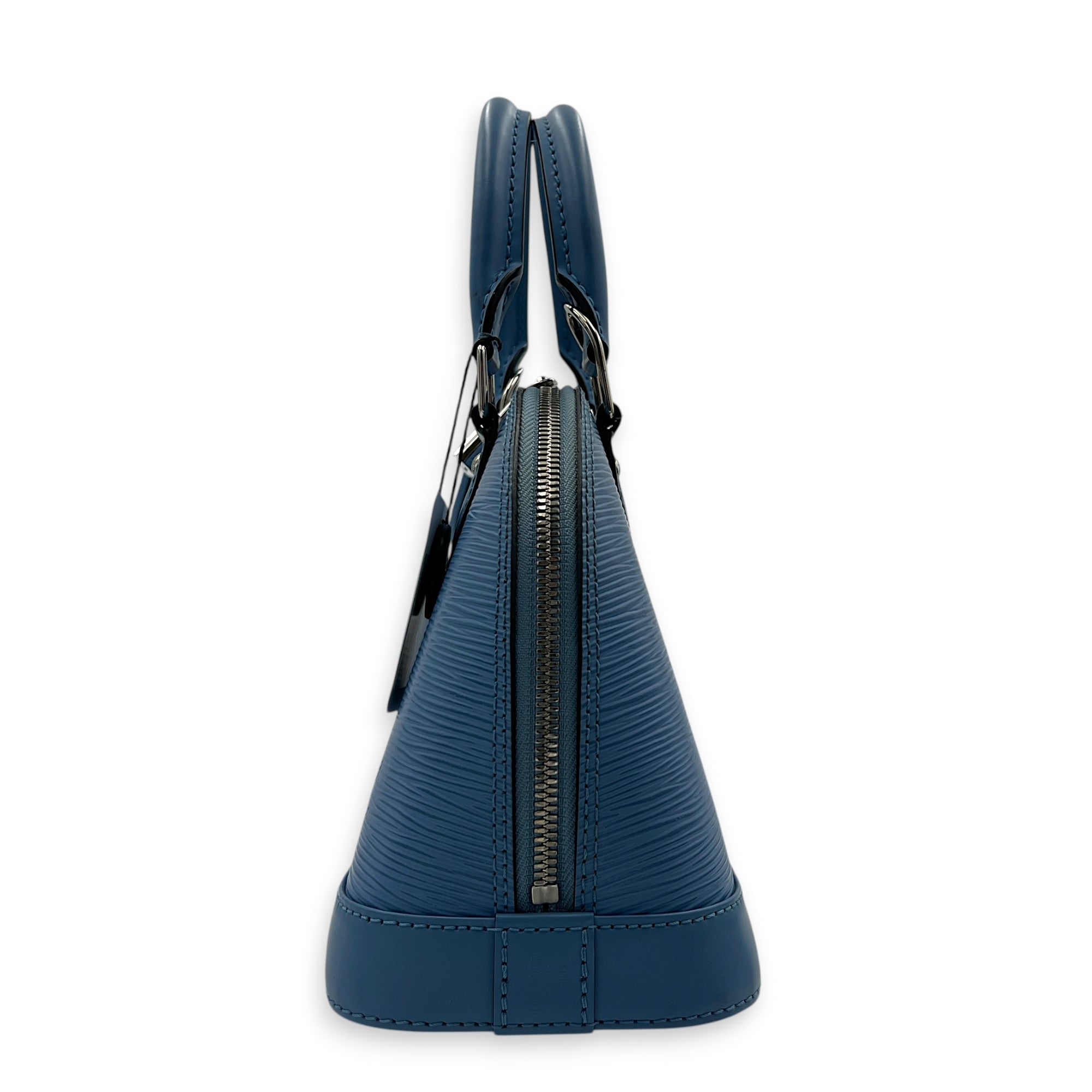 Alma Top Handle Bag BB Blue in Epi Leather, Silver hardware