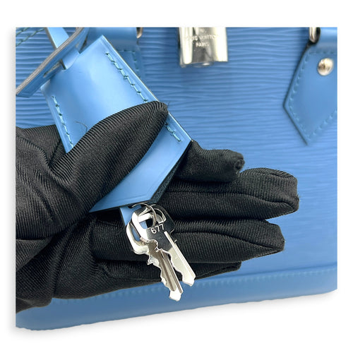 Alma Top Handle Bag BB Blue in Epi Leather, Silver hardware