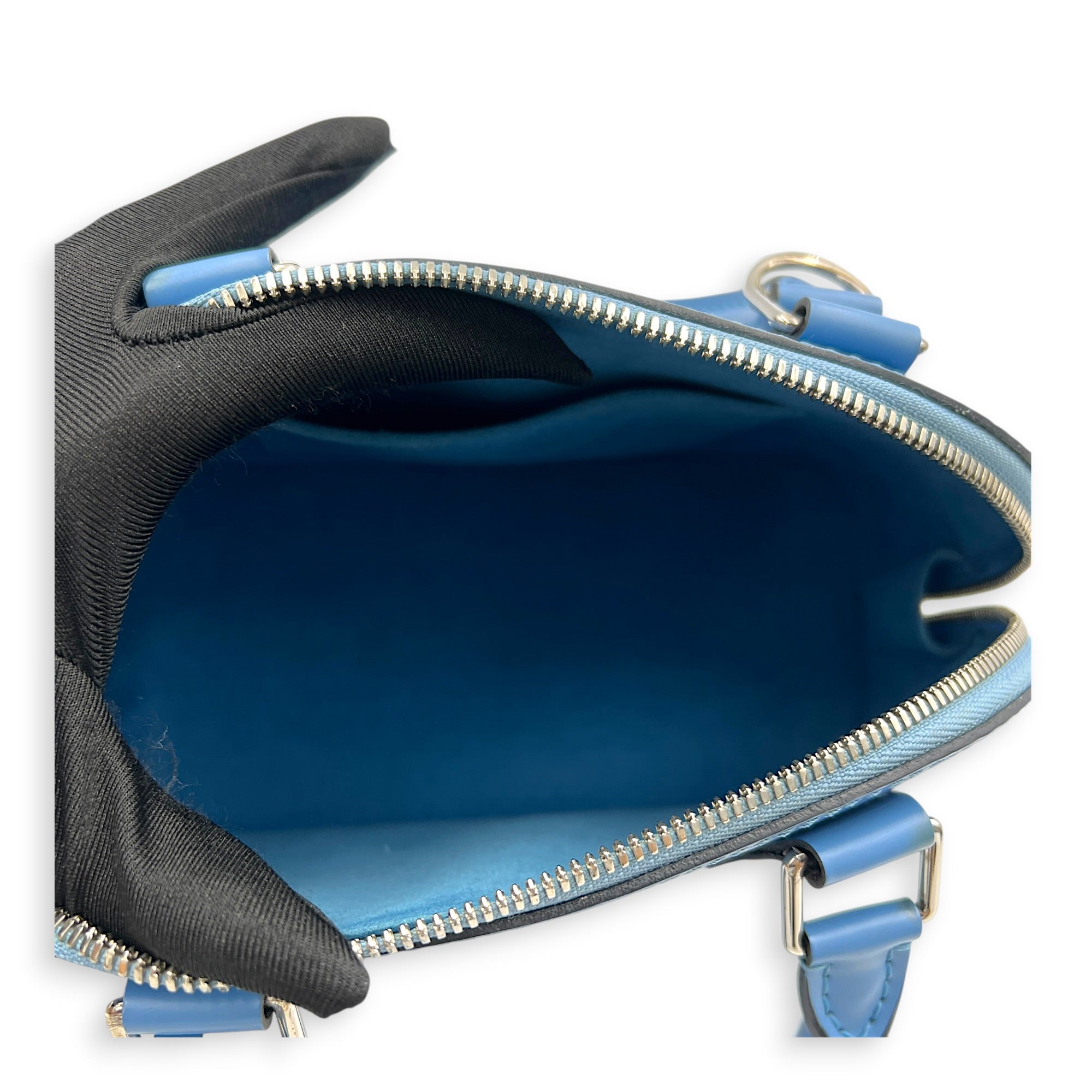 Alma Top Handle Bag BB Blue in Epi Leather, Silver hardware