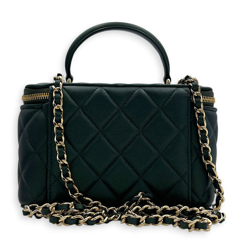 CC Vanity Bag Green in Lambskin, Gold hardware